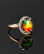 18K AMMOLITE DIAMOND RING #2199