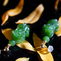 Siberian Jade Pixiu Earrings #2570