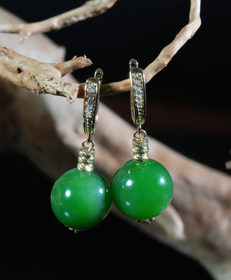 14k Siberian Jade Ball Earrings #2548