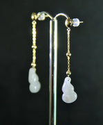 Smoky White Jade Gold Earrings #518