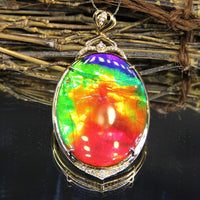 18k Oval Ammolite Pendant  #1539