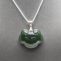 Qinghai Nephrite Jade RUYI Pendant 烟青 青海青 #673285