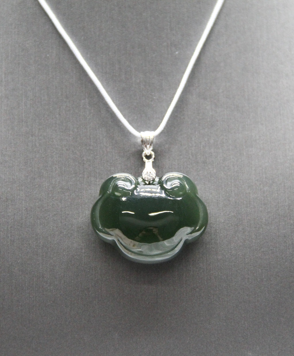 Qinghai Nephrite Jade RUYI Pendant 烟青 青海青 #673285