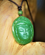 Hand-Carved Guanyin Polar Jade Necklace #1762