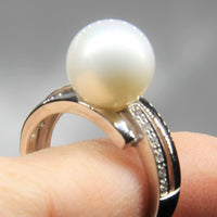 14k Freshwater Pearl Diamond Ring #1935