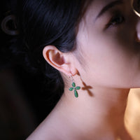 FLOWER CROSS JADE EARRINGS #1072