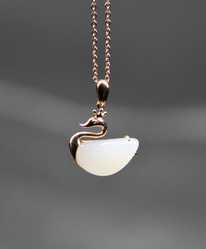 18k White Jade Swan Pendant #1750