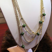 JADE NUGGETS FASHION GOLD CHAIN NECKLACE #1808