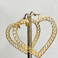 10K Yellow Gold Heart Earrings #1586