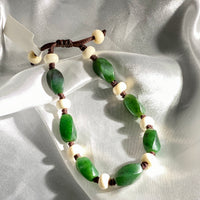 Jade and Ox Bone Beaded Bracelet #1873