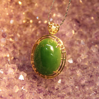 18k Siberian Jade Cabochon Pendant (Large) #1679