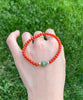 Carnelian and Chatoyant Jade Beaded Bracelet #2464