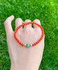 Carnelian and Chatoyant Jade Beaded Bracelet #2464