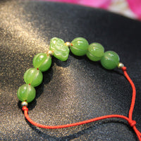 8mm Apple Green Jade Ruyi Lucky Bracelet #1884