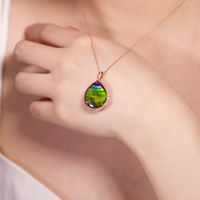 18k Waterdrop Ammolite Pendant #2175