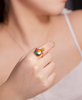 18K Four Leave Clover Heart Ammolite Ring #927