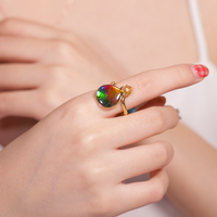 18K Four Leave Clover Heart Ammolite Ring #927