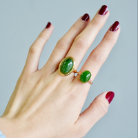 18K Oval Siberian Jade Ring #2320