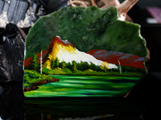 Oil Painting On Jade Stone #OIL001