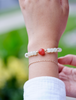 Carnelian and White Jade Beaded Bracelet #2459