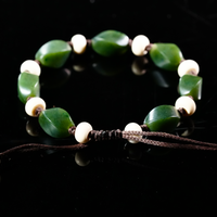 Jade and Ox Bone Beaded Bracelet #1873