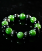 14mm Jade and Obsidian Beaded Bracelet #2068