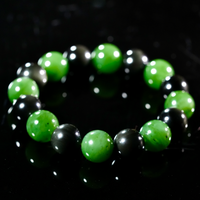 14mm Jade and Obsidian Beaded Bracelet #2068