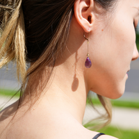 14k+18k Amethyst Waterdrop Earrings #2409