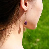 14k+18k Amethyst Waterdrop Earrings #2409