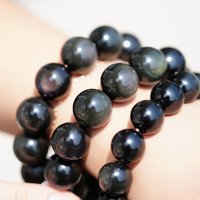 16mm Double Rainbow Eyes Obsidian Bracelet #1849