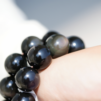 16mm Double Rainbow Eyes Obsidian Bracelet #1849