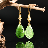 14k Siberian Jade Flower Earrings #2495