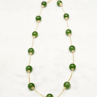 18k 10mm Siberian Jade Starry Necklace #2529