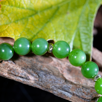 14k 8mm Polar Jade Beaded Bracelet #2574