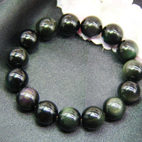 14mm Obsidian Rainbow Eye Beaded Bracelet #1845