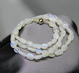 19" Blue Sheen Moon Stone Necklace #2241