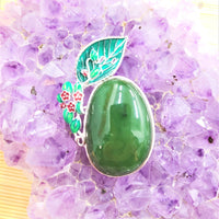 Wire Inlay Enamel Hand Made Canadian Jade Pendant #1764