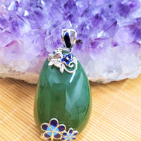 SILVER WIRE INLAY ENAMEL JADE PENDANT #1778