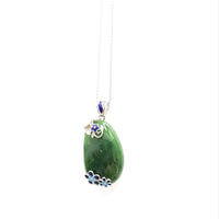 SILVER WIRE INLAY ENAMEL JADE PENDANT #1778