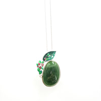 Wire Inlay Enamel Hand Made Canadian Jade Pendant #1764