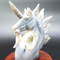 Blue Agate Unicorn Carving