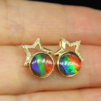 18K Diamond Ammolite Earring #369