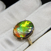 Top Grade 18K Gold Ammolite Ring #381