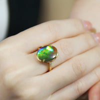 Top Grade 18K Gold Ammolite Ring #381