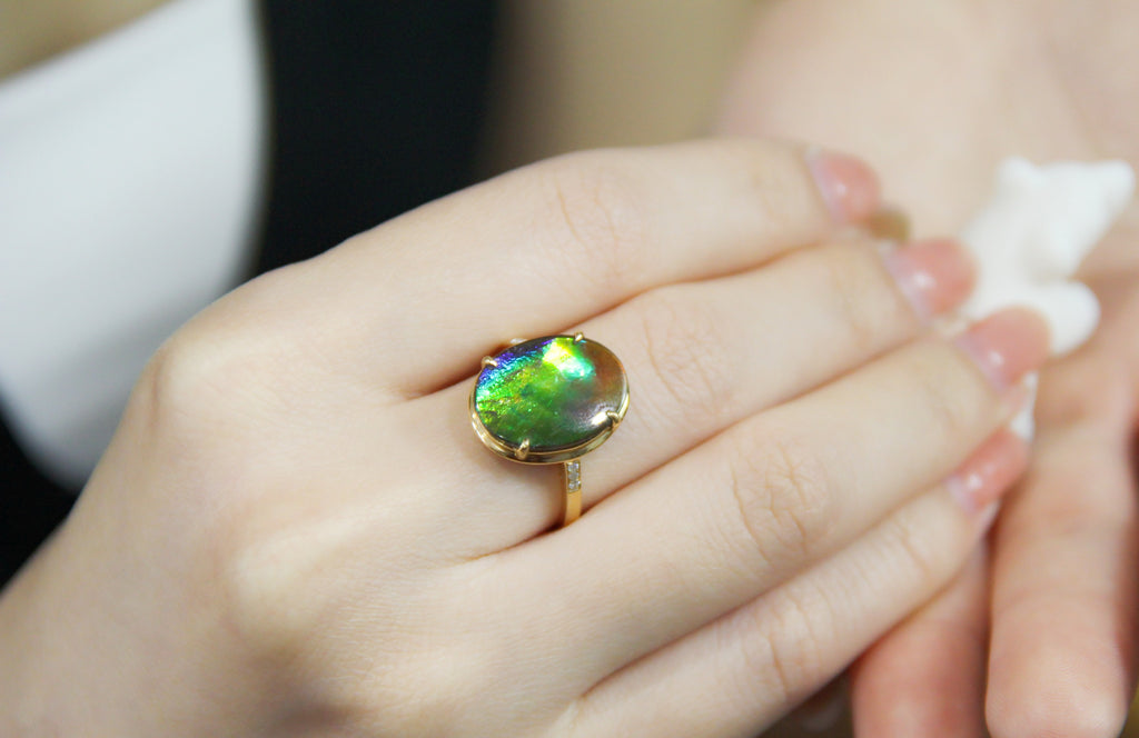 Canadian Ammolite ring in Platinum over Sterling silver M | eBay