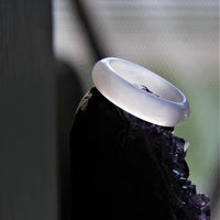 TOP GRADE WHITE JADE RING #383