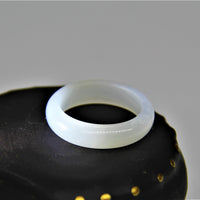 TOP GRADE WHITE JADE RING #383