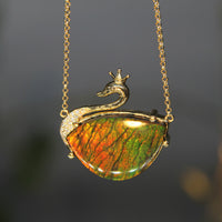 18k Swan Ammolite Pendant #926