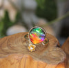 18K Four Leave Clover Heart Ammolite Ring #927