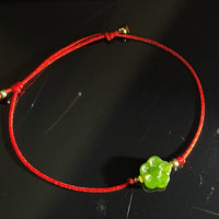 Flower Lucky Red Cord Jade Bracelet #963